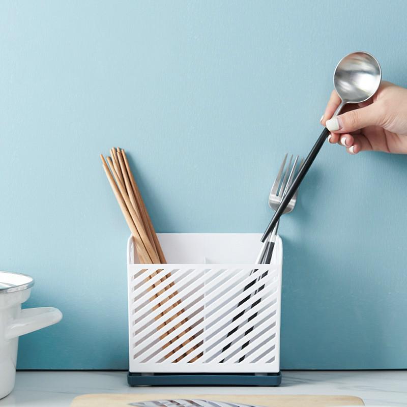 

Solid Cutlery Holder Plastic Fork Hollowed Chopsticks Shelf Spoon Storage Box Home Kitchen Drain Water Tableware