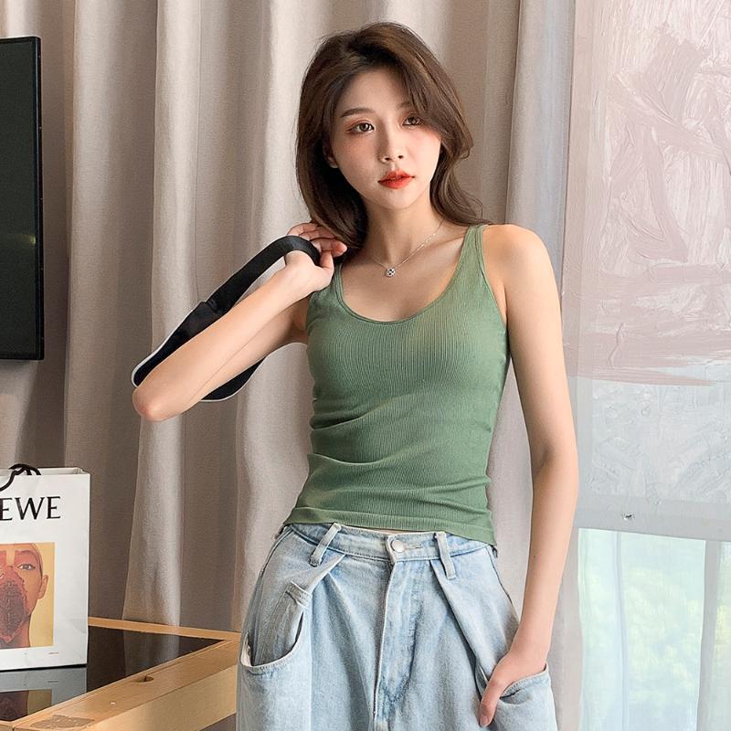 

Women Tanks Top Summer Short Vest Solid Sleeveless Cross Tanks Elastic Big Size Women Clothing Female Slim Vest Top, Black