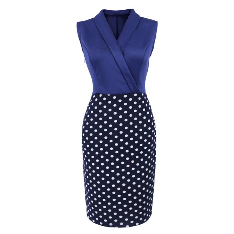 

Tmwevn Elegant Retro Summer Women Polka Dot Pencil Dress Office Dress, Black