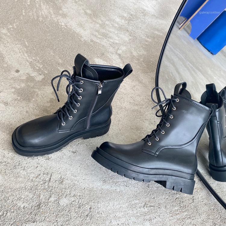 

Black Boots Round Toe Rock Shoes Woman Boots-Women Luxury Designer Mid Calf Ladies Low Riding 2020 Rubber Fashion Flock1