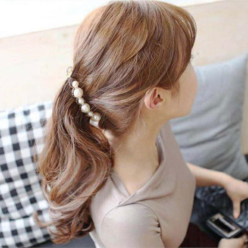 

Korea Hair Accessories Head Jewelry Pearl Rhinestones Hair Grab Catch Clip Hairpin Bangs Horsetail Clip New
