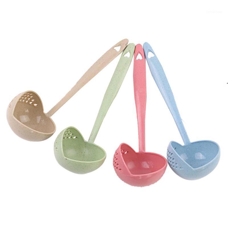 

Wheat Straw 2 in 1 Long Handle Soup Spoon Home Strainer Cooking Colander Kitchen Scoop Plastic Ladle Tableware1