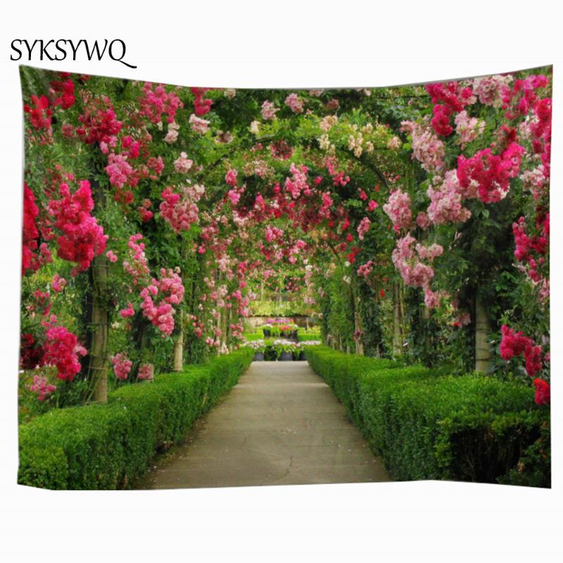 

Garden flower tapestry wall dorm decor wall carpet gallery bedroom decoration gobelin tapestry