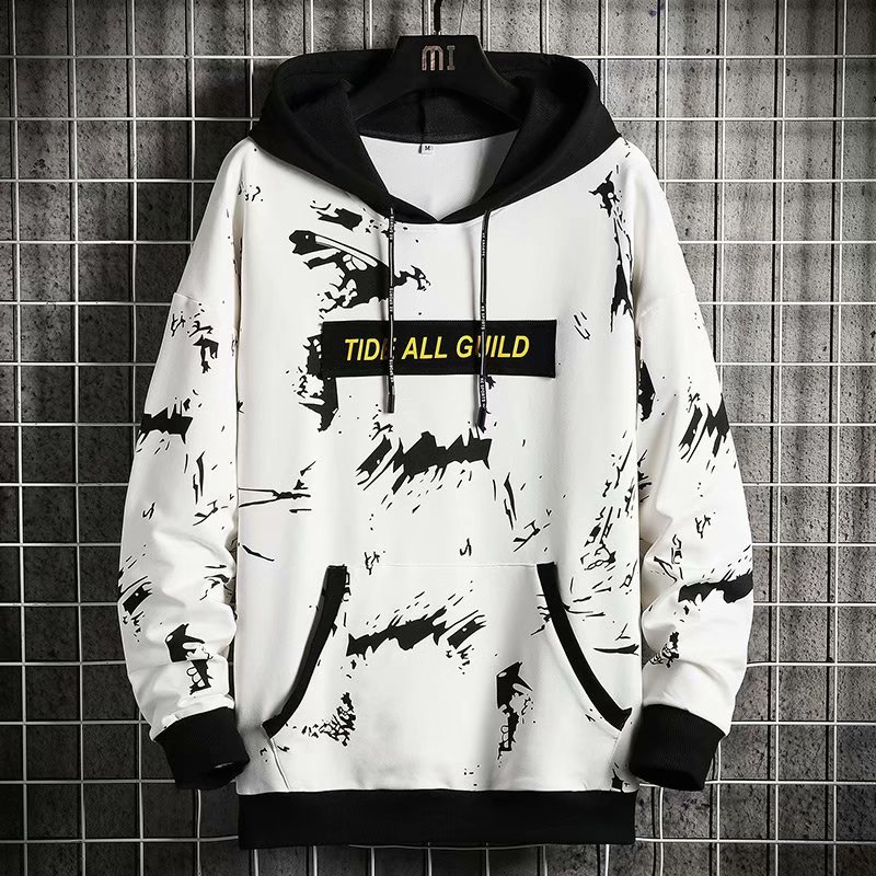 

Spring Autumn Men's Hoodies Gothic Style Streetwear Long sleeve pullover Sweatshirts Men Casual Hoodies Men, Black