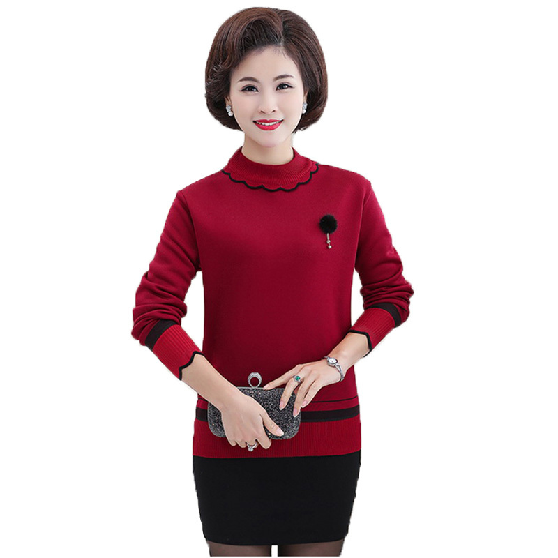 

Mid-aged Winter Woman Knitted-out Warmer Knitted Pullovers Feminine Temperament Mother Plus Size Sweater R580 Bbc9, Blue