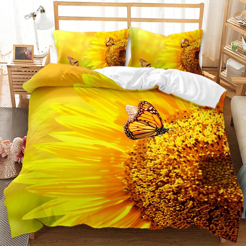 

Reactive Print Butterfly Bedding Set Winter Duvet Cover Pillowcases Bedclothes Home Textile Bed Sets for Girl 200x200, As picture