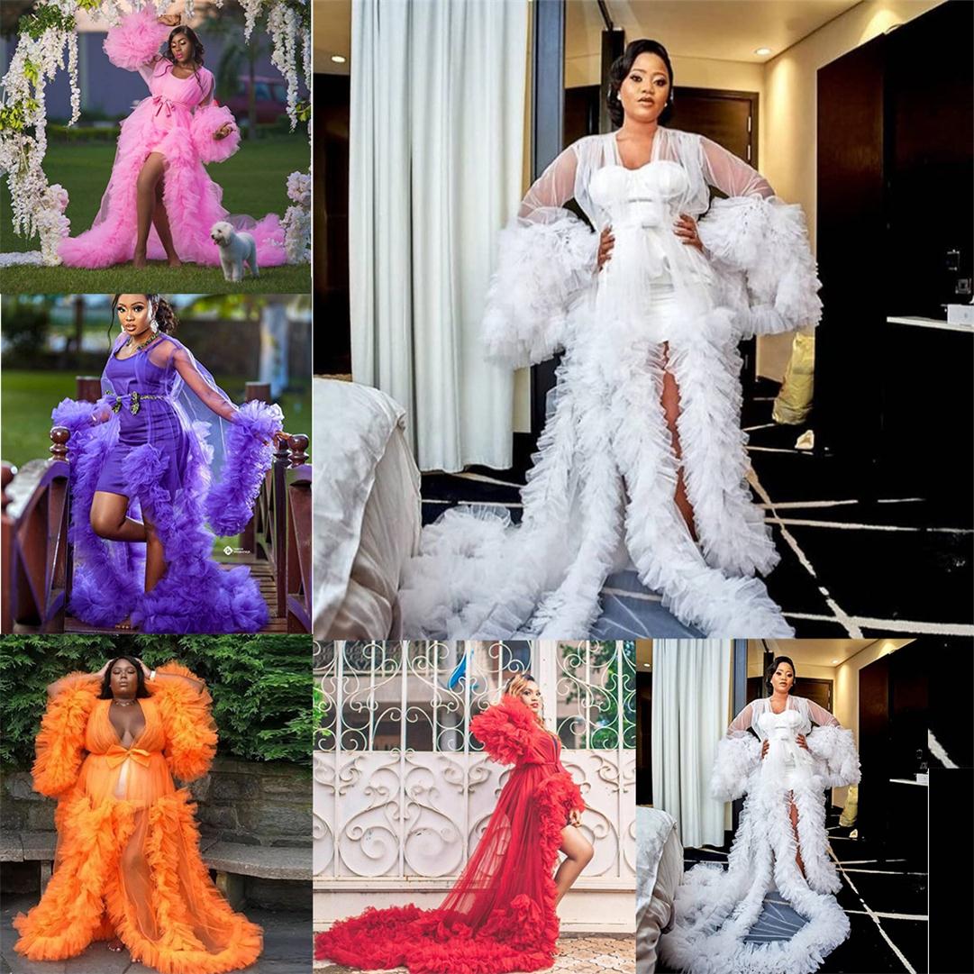 see through ruffles bridal sleepwear women pregnant party night robes with belt maternity photoshoot nightgowns