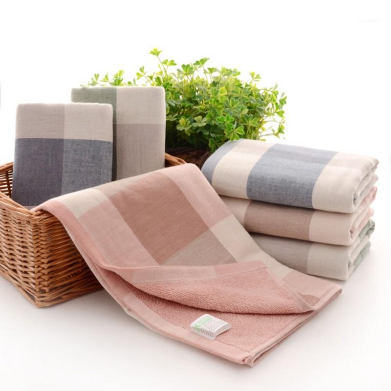 

Plain Style Jacquard Towel Pure Cotton Soft Towel Large Lattice Men's Gifts Face Towels1, Blue