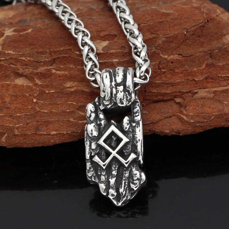 

Stainless steel Nordic Viking Amulet odin symbol Rune Necklace with valknut gift bag
