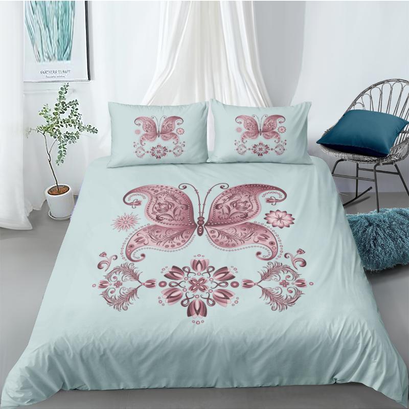 

3D Bohemian Duvet Cover Set Bedding Sets Quilt Covers Pillow Cases Full Double Single King Queen Size Design Cyan Bedclothes, Nyy254