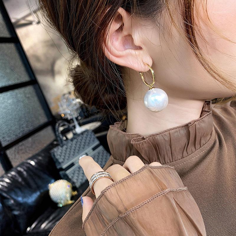 

Elegant Big Simulated Pearl Drop Earrings Vintage Fashion Gold Link Hook Dangle Statement Earring Big Ball Earrings Women Party1