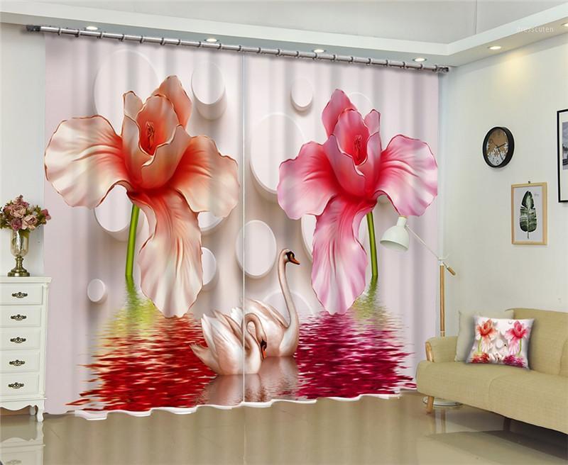 

Curtains bedroom modern Luxury Blackout 3D Window Living Room wedding Cortinas Drapes Rideaux Customized Pink flower pillowcase1, Color 1