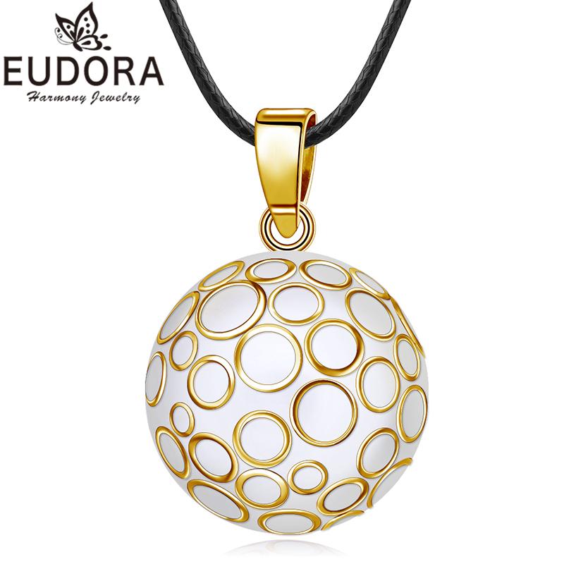 

EUDORA 22mm Mexican Bola Harmony Chime Ball Golden Bubble Sound Bell Pregnancy Pendant Necklace for Women Fashion Jewelry Gift