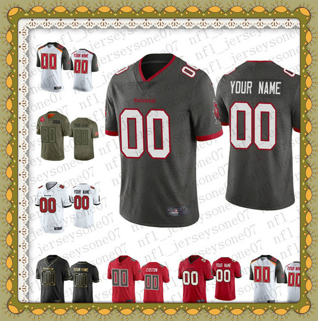 

2020 Custom Men women Tampa Bay Buccaneers 100th Season Black white green camo red grey Vapor Limited rush Football Jersey