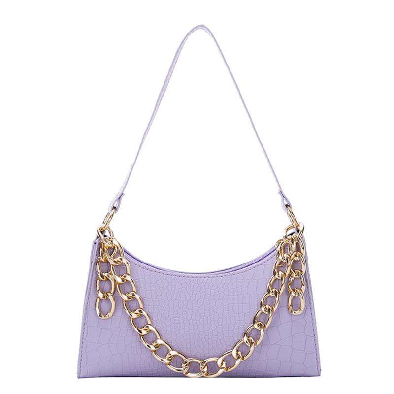 

Fashion Alligator PU Leather Women Handbag Tote Office Lady Shoulder Crossbody Bag Female Casual Chain Underarm Bags, Purple