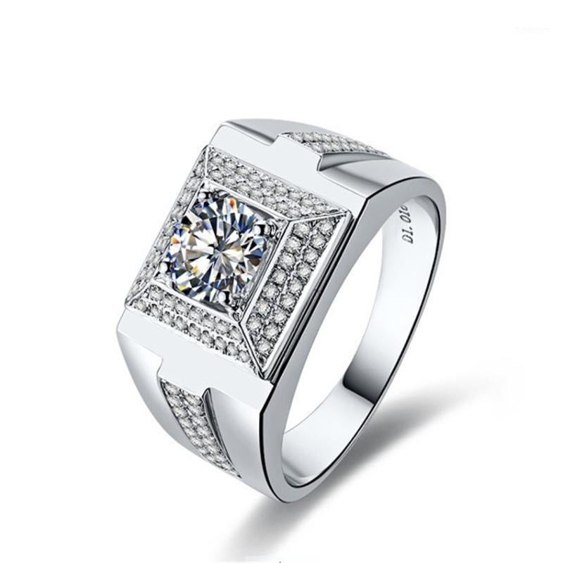 

In touched Men Ring 925 Sterling Silver Jewelry Test Positive 1CT D-E Moissanite Diamond Ring Well man made Male Jewelry1