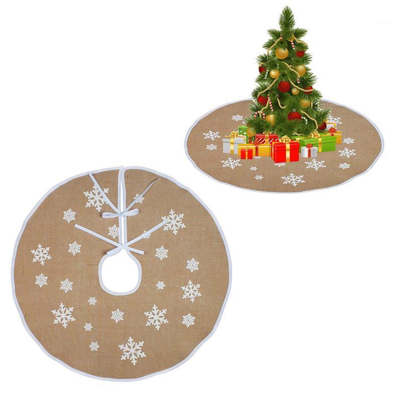 

120cm Yellow Linen Christmas Retro Party Decoration Christmas Burlap Tree Skirt For Decoration1