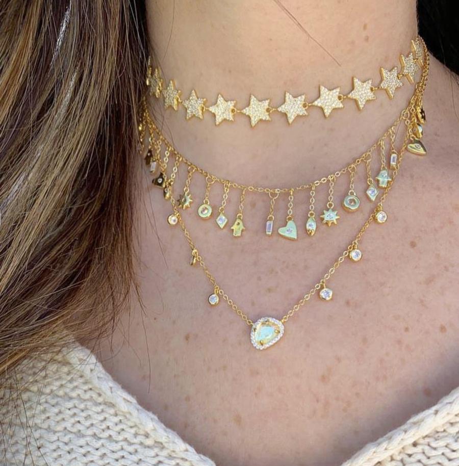 

Fine 925 sterling silver lucky cute symbol tiny charms tassel chain choker statement 2019 gorgeous women collar necklace