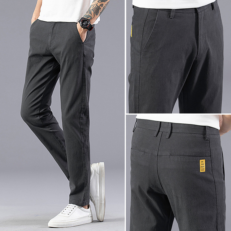

2020 Casual Thin Men's Stretched Plan Suit Gray Black Pants New Pant Dress Mu6y, 30