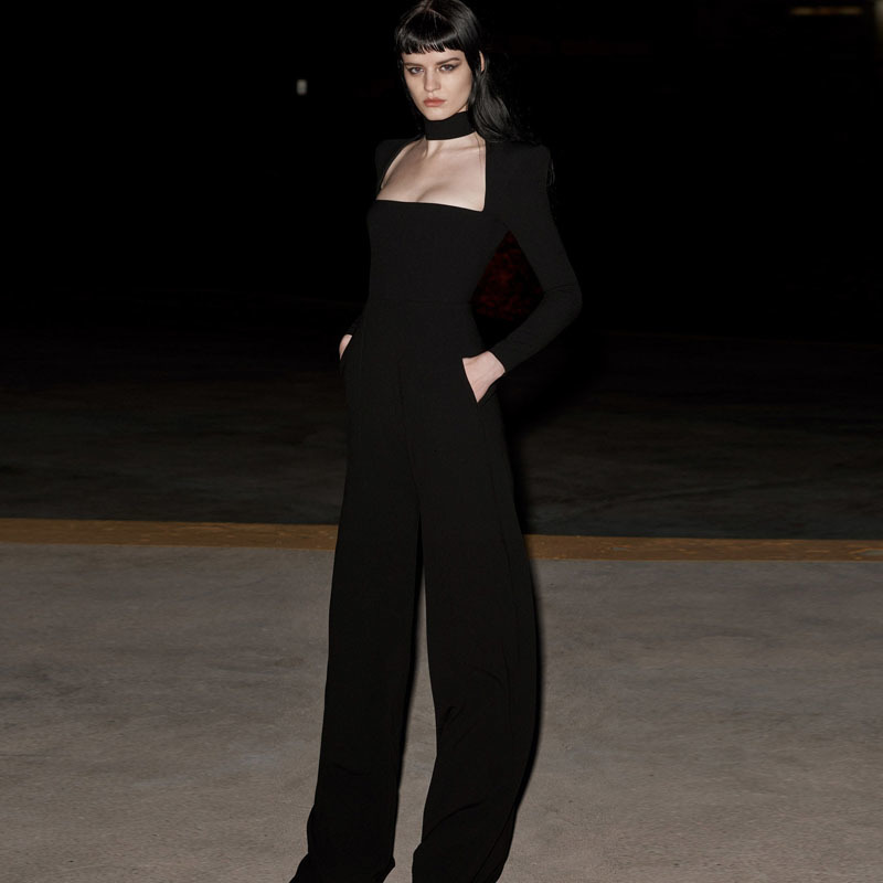 

2021 Spring Track New Tube Top Style Long Sleeve Thin Black Temperament Pants of a High Quality Fashion Piece Hywv