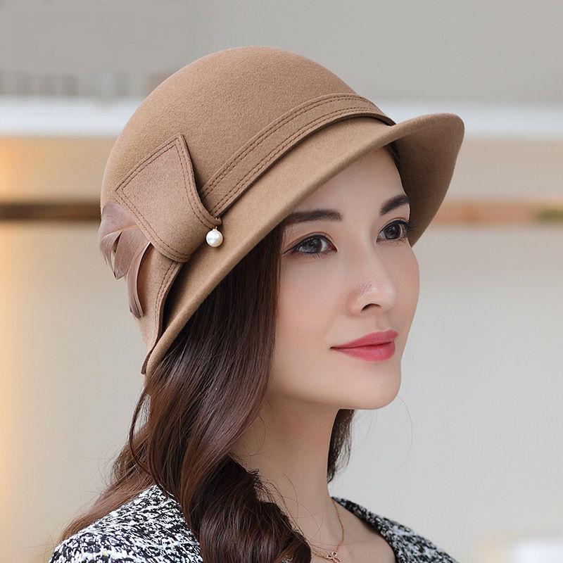 

Women Party Formal Headwear Lady Winter Party Fedoras Fashion Asymmetric Bowknot 100% Wool Felt Hats, Black