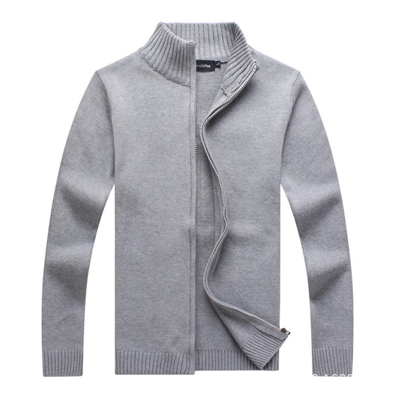 

Men's Autumn Winter Solid Color Knitted Sweater Jackets Cardigan Coats Male Clothing Casual Black Zip Up Sweaters, Red