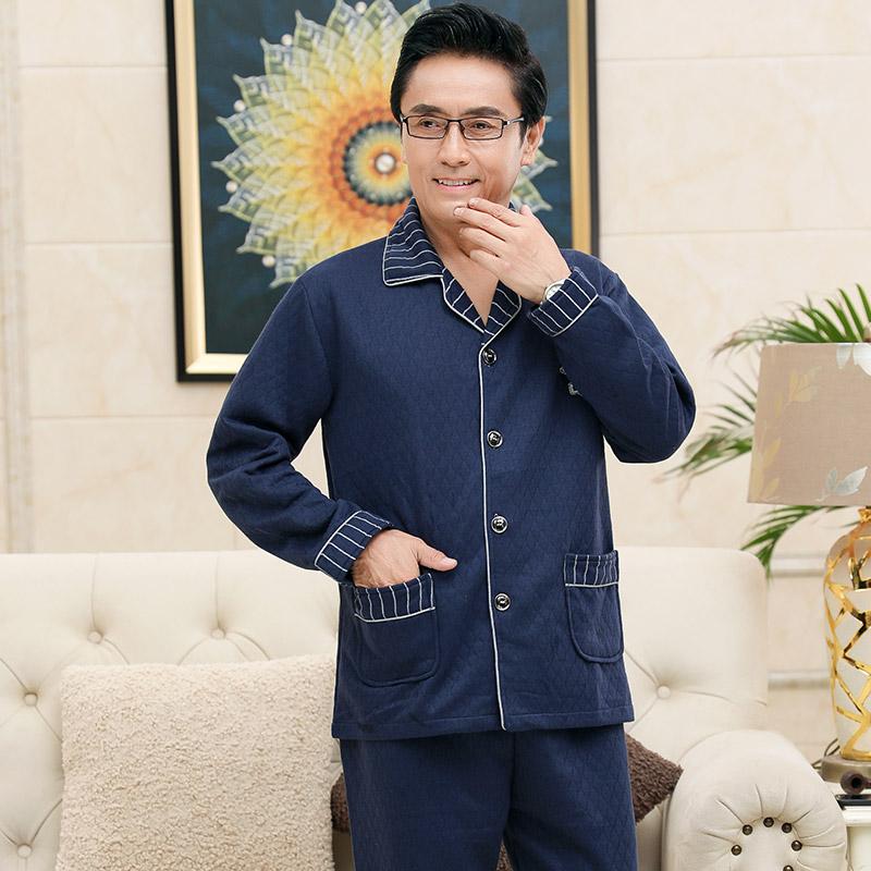 

Stripe Splicing Knitted Cotton Pajamas Set Male Three Layers Quilted Men's Pyjamas Casual Tracksuit -4XL Pyjamas Pijamas hombre, Dn5642