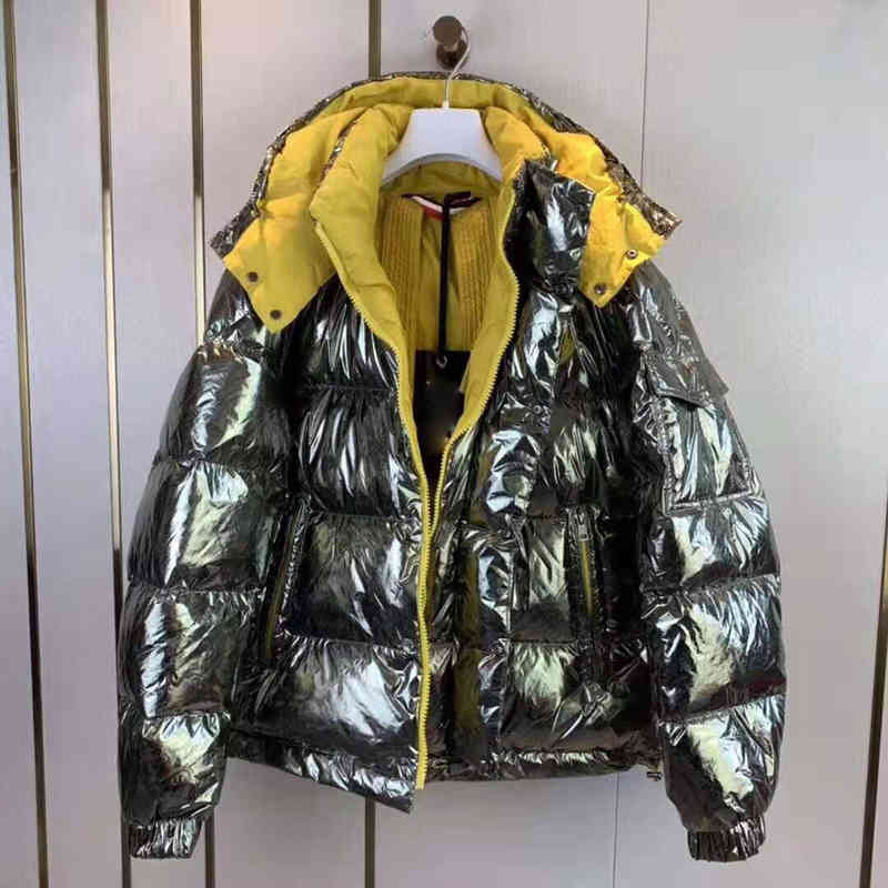 

france MAYA Mens Down Parkas Digner Wear on both sid embroidered letter Bae Womens Downs ets, Black