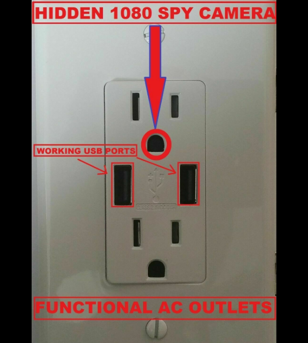 

Pinhole Cameras HOT 2021 WiFi 1080p Network Camera Communication Work Wall Socket with USB Port, Brand New nanny