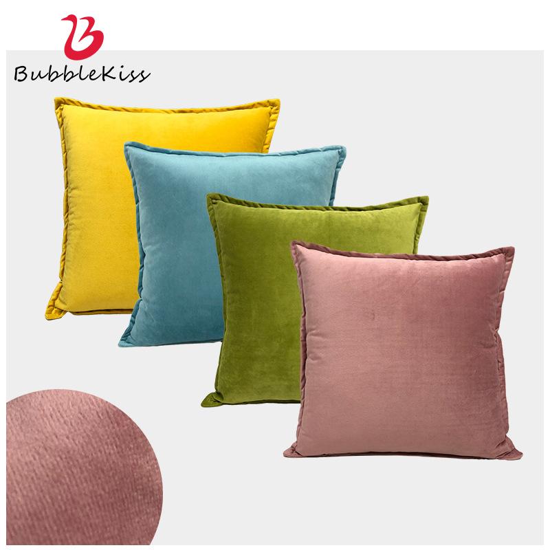 

Bubble Kiss Pure Color Plush Pillow Case Soft Home Sofa Throw Pillow Covers Square Office Chair Cushion Cover Best Selling 2021