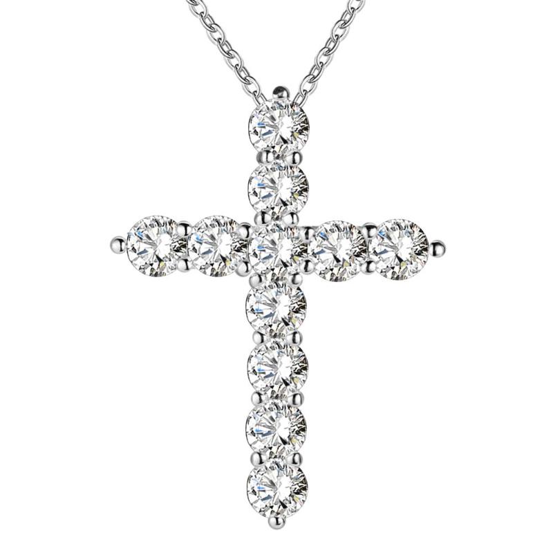 

silver color , necklace jewelry women wedding fashion Cross CZ crystal Zircon stone pendant necklace Christmas gift n296