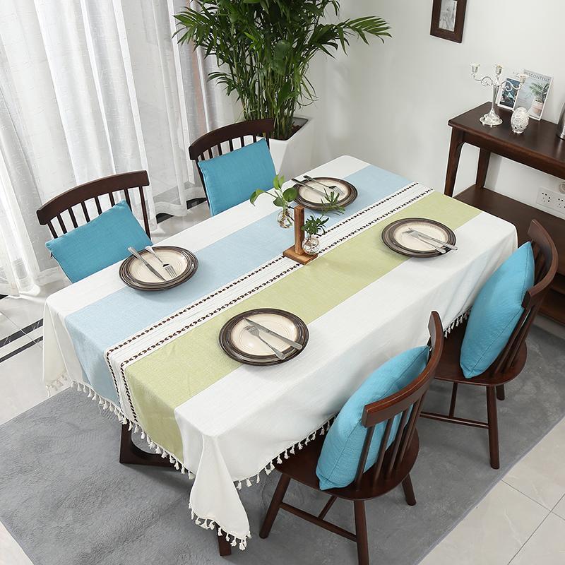 

39Plaid Decorative Linen Tablecloth With Tassel Waterproof Oilproof Thick Rectangular Wedding Dining Table Cover Table Cloth