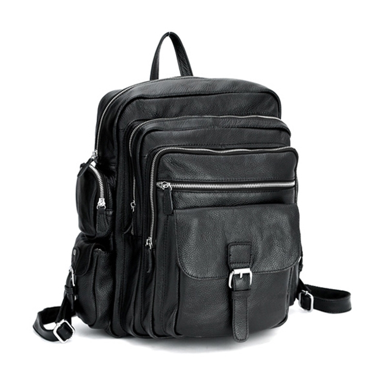 

LIGHT SHIP FOR HIGH-PITCHED BULLET SHOOTING BLACK Multi-Pocket Men's Vessel Real Leather Travel Bag M154