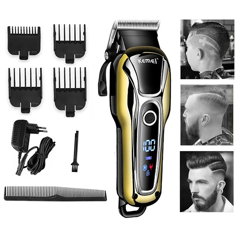 

Kemei-1990 barber kit cutter hair clipper professional Trimmer for men haircut rechargeable salon electric trimmers shaver LCD Display barber cutting machine