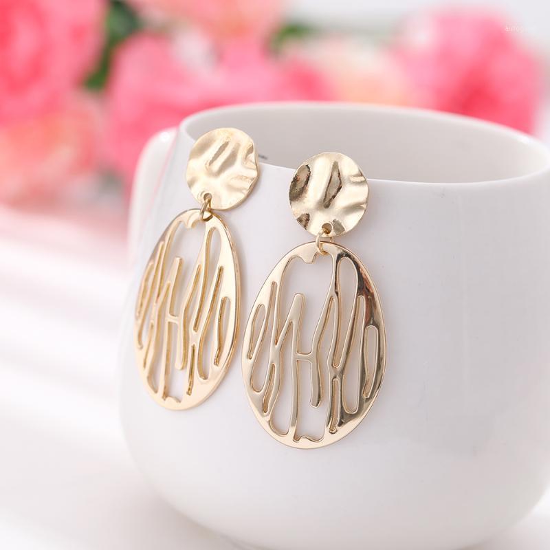 

Charm 2021 Hoop Earrings Trendy Gold Color Geometric Big Round Circle For Women Fashion Large Hollow Jewelry1