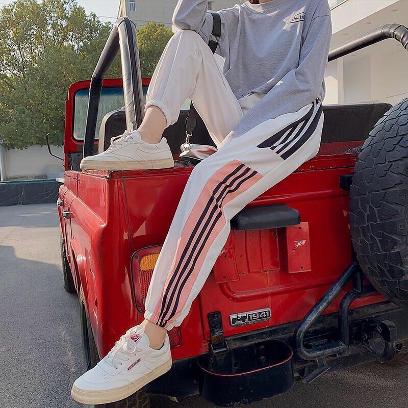 

Women Fall Clothing 2020 Plus Size Sport Sweatpants Women Harem Pants White Striped Loose Trousers Vaqueros Mujer Pantalones, Black
