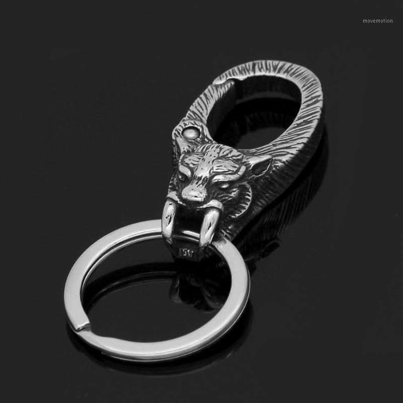 

VikingCeltic 316L stainless steel viking wolf animal keychain1