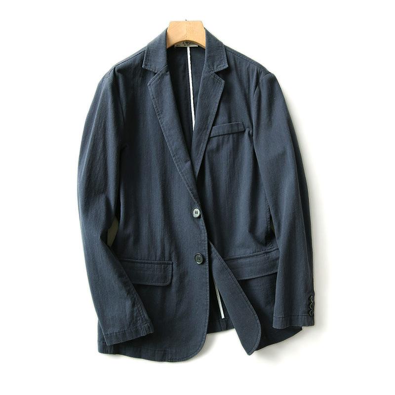 

Fashion Jacket Men Suit Spring Autumn Business Work Formal Casual Pure Cotton Blazer Daily Life Japan Style High Quality Navy, Navy blue