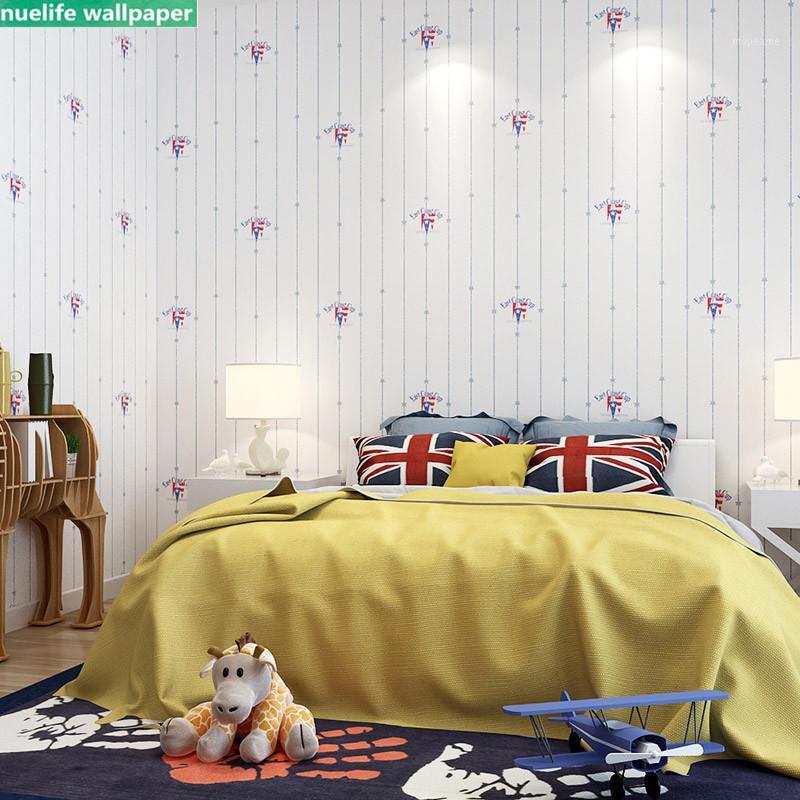 

British style banner stripe pattern non-woven wallpaper living room bedroom children's room shop TV sofa background wall paper1, Yellow