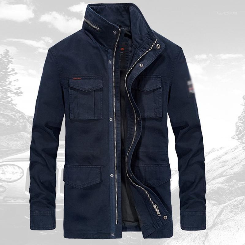 

2019 fashion men 100% cotton jacket stand collar long sleeves casual blouse zipper coat spring autumn businessmen outfit tops3xl1, Blue