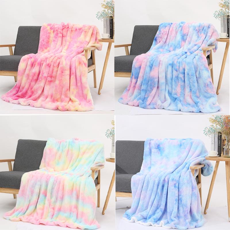 

Rainbow Plus Thick Throw Blanket Cartoon Pet Dog Bedspread Brown Striped Sherpa Plush Bed Blanket 160x200cm Kids Bedding