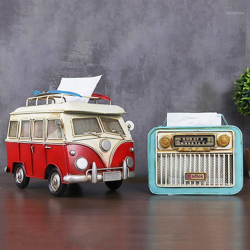 

Nostalgic Creative Metal Car Redio Tissue Box Model Miniature Decoration Ornaments Room Display Tissue Pumping Storage Box Gifts1