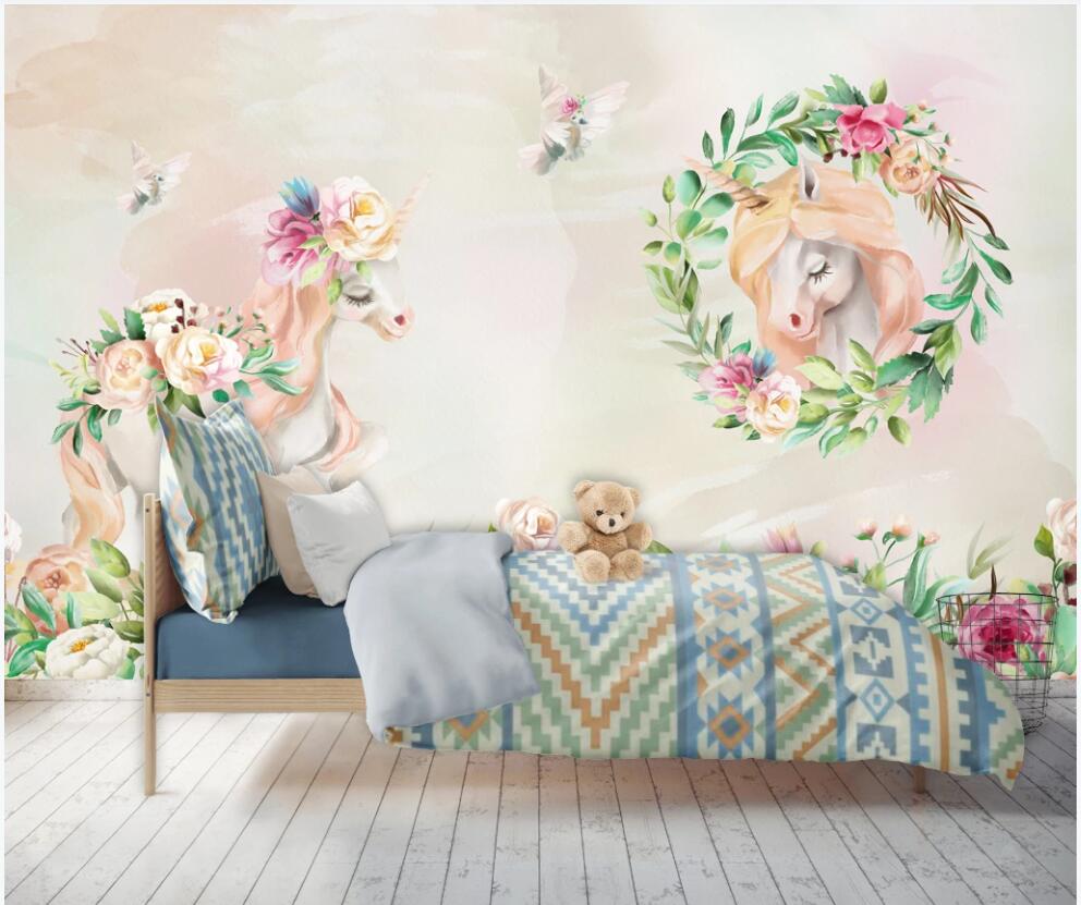 

3d wallpaper custom photo mural on the wall Cute child pony flowers living room home decor 3d wall murals wallpaper for walls 3 d, Non-woven wallpaper