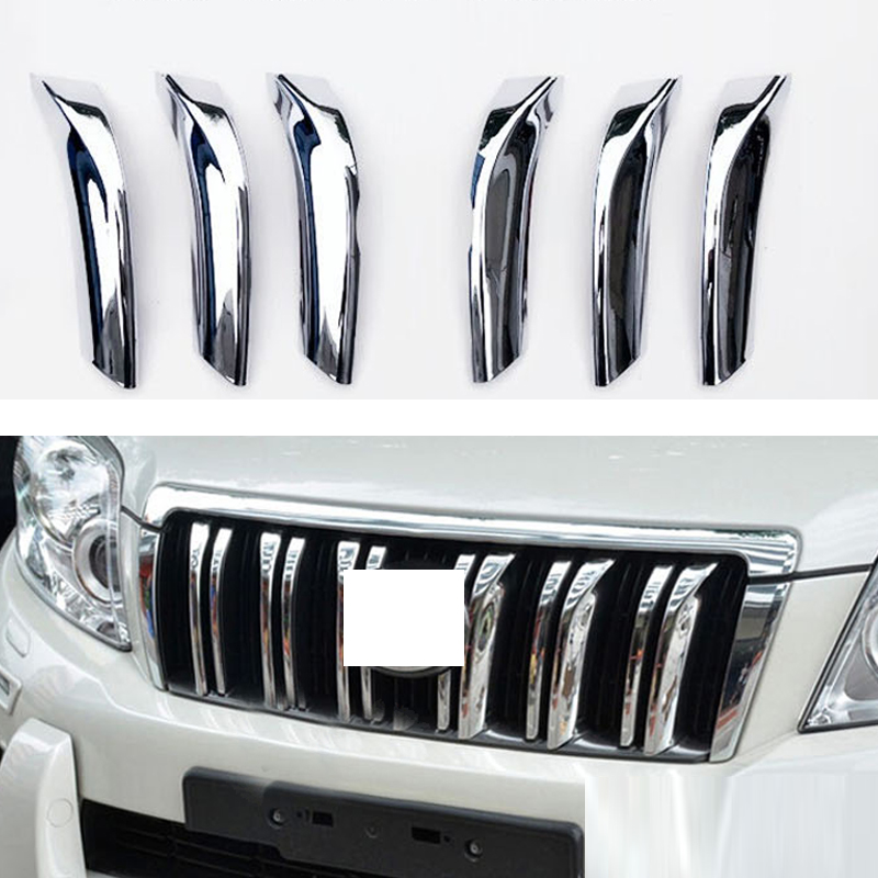 

For Toyota Prado 2010 2011 2012 2013 Car Auto ABS Silvery Front Grille Grid Decorative Cover Trim Frame