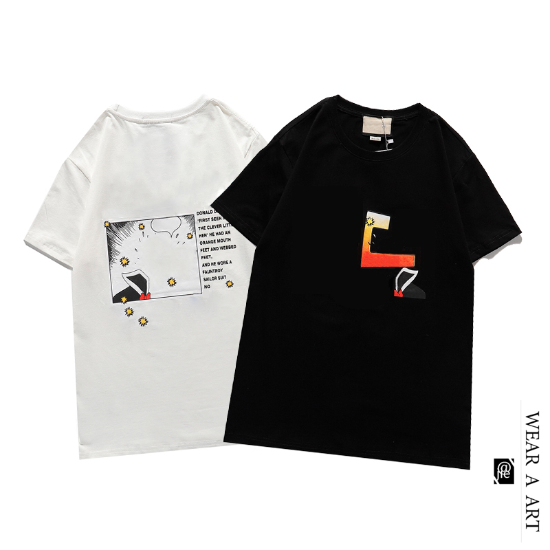 

Men Duck Fashion T-shirt Women Loose Popular Top Summer Hot Animal Print Leisure Boy Alphabet Tees Short Sleeve Clothes Hip-hop Stress New, Black