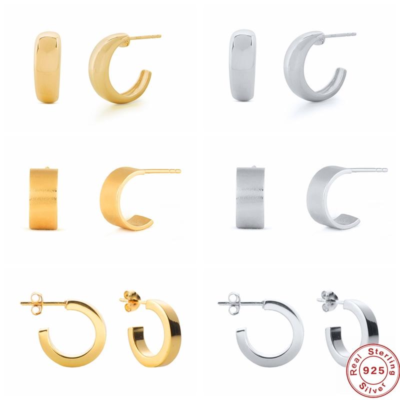 

Stud GS Real 100% S925 Sterling Silver Earrings For Women Geometric C-Shape Piercing Earring Party Gifts Fine Jewelry Pendientes