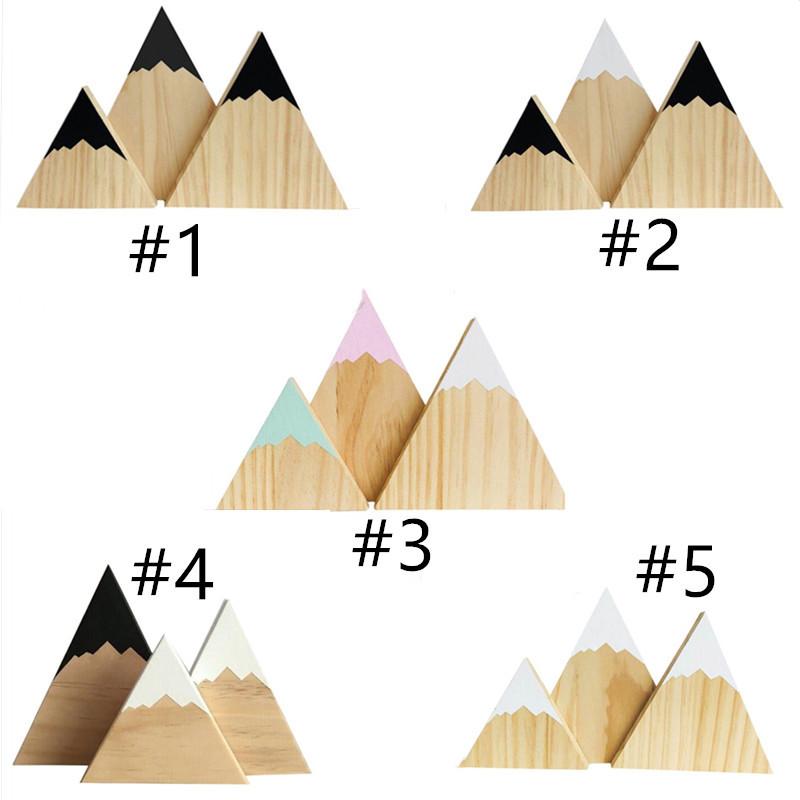 

3pcs/set Nordic Snow Top Woodland Wood Mountain Decorative Handmade Kids Bookends Home Decor Wooden Mountain Baby's Room Decor