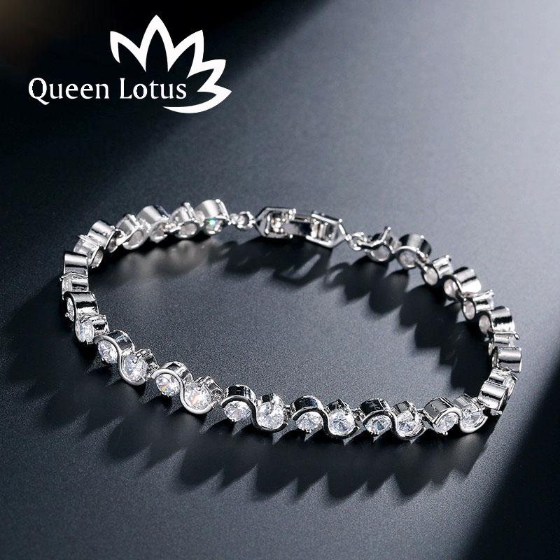 

Queen Lotus 2020 Fashion Luxury Shine Crystal Korean Exquisite Micro-mosaic Cubic Zirconia Bracelets For Women charms bracelet