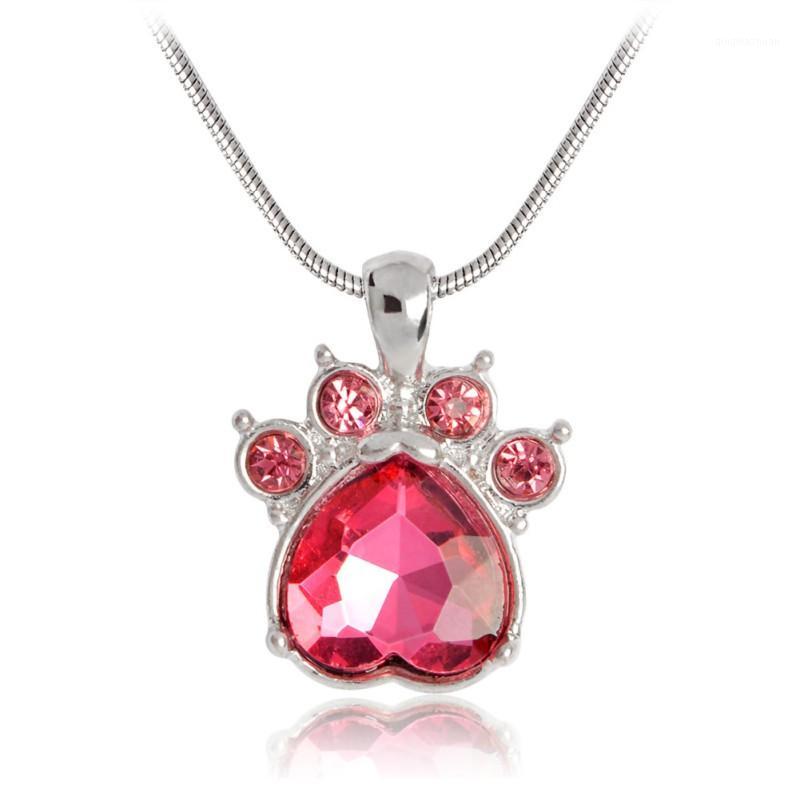 

Valentine's Day Gift All- Necklace Rhinestone Foot Print Charm Stone Jewelry Gift Necklace Pendants.1