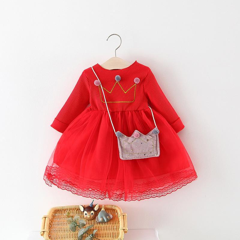 

Exquisite Bag Kids Dresses For Girls Upscale Dress Girl Mesh Stitching Party Baby Dress Spring Autumn Children Toddler Clothes1, White